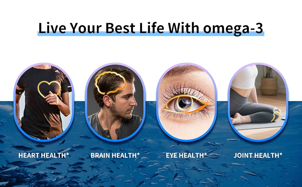 VBTOP 2 Bottles Fish Oil Omega 3 Supplement 1000 mg with EPA and DHA 120 softgels feature detail 3