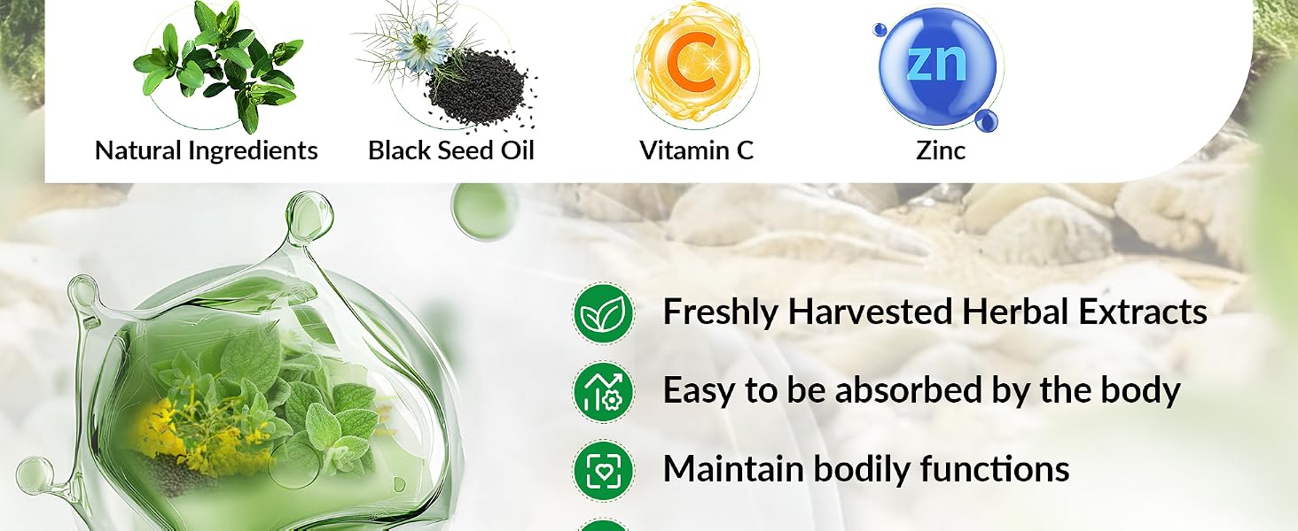 VBTOP Oregano Oil with Black Seed Oil, Vitamin C and Zinc, 90 Softgels feature detail 4