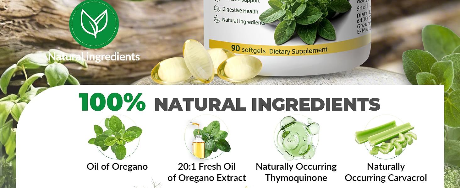 VBTOP 2 Bottles Oregano Oil with Black Seed Oil, Vitamin C and Zinc, 180 Softgels feature detail 3