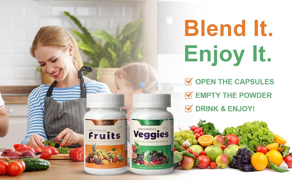 VBTOP Vegetables- Nutritional Supplement, 90 Vegetarian Capsules | A Blend of 19 Natural Whole Vegetables. All-Natural, Fresh superfoods—Rich in Vitamins and Minerals—to Boost Energy Levels. feature detail 4