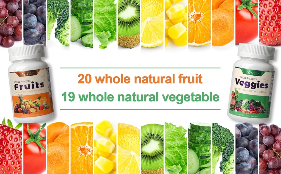VBTOP Vegetables- Nutritional Supplement, 90 Vegetarian Capsules | A Blend of 19 Natural Whole Vegetables. All-Natural, Fresh superfoods—Rich in Vitamins and Minerals—to Boost Energy Levels. feature detail 6