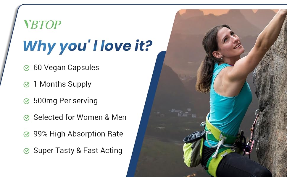 VBTOP NMN (Nicotinamide Mononucleotide) 500mg Supplement, 60 Vegan Capsules feature detail 4