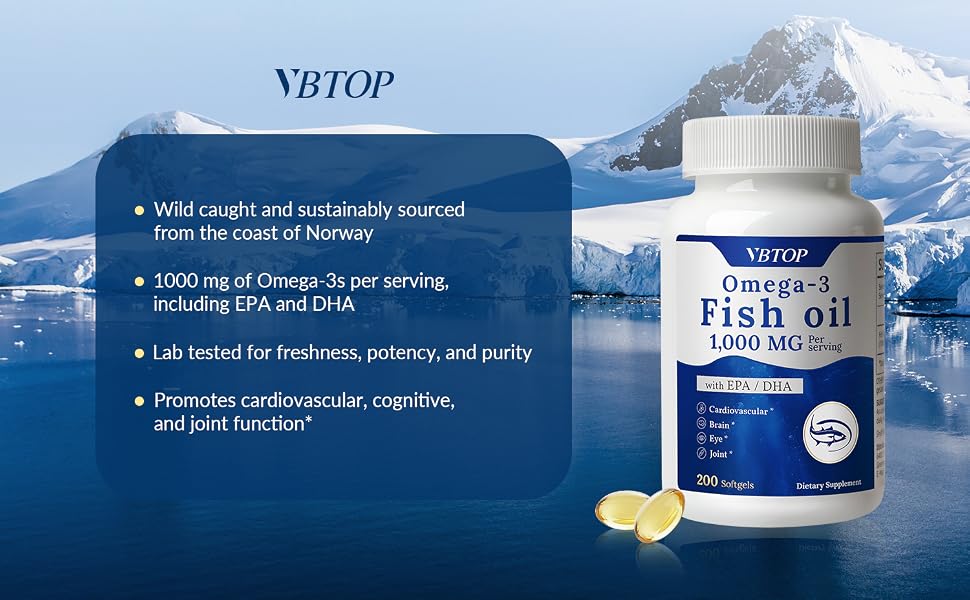 VBTOP Fish Oil Omega 3 Concentrate Supplement 1000 mg Rich in EPA and DHA feature detail 2