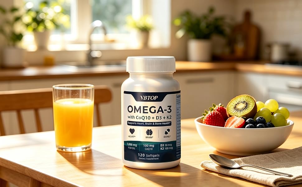 VBTOP Omega‑3 Fish Oil CoQ10 Vitamin D3 K2 MK-7 Heart Support 120 Softgels feature detail 3